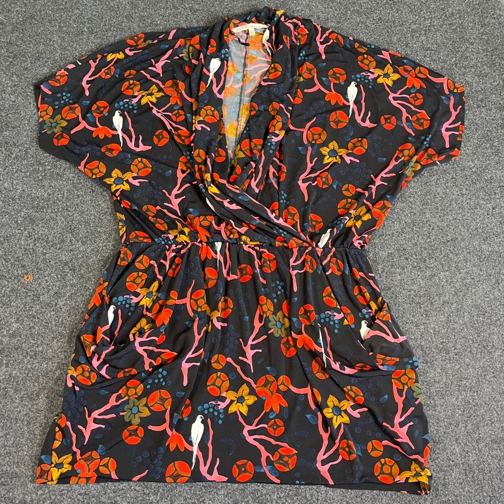 ⭐️ 3 for $30 Rachel Roy Botanical Bird Print Surplice Mini Beach Resort Dress L